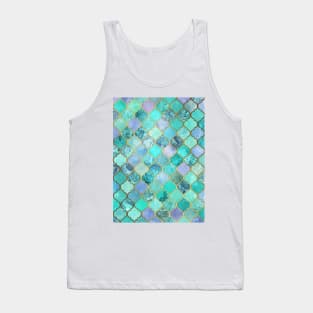 Cool Jade & Icy Mint Decorative Moroccan Tile Pattern Tank Top